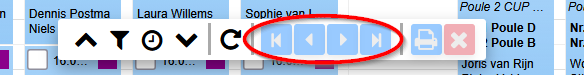 Datum navigatieknoppen voor meerdaagse toernooien