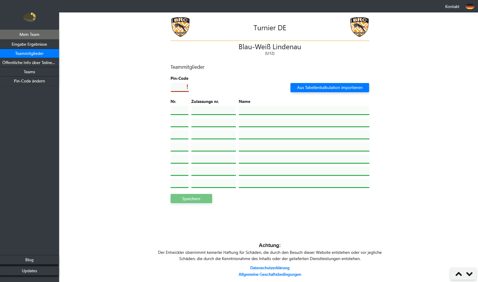Teammanager-Umgebung